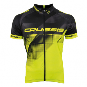 Cyklistický dres Crussis čierna-fluo žltá - 3XL