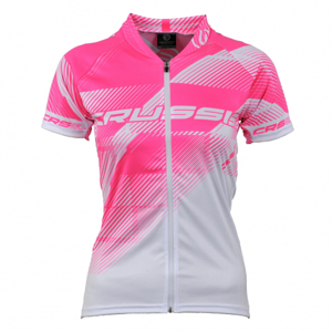 Dámsky cyklistický dres Crussis bielo-ružová - XL
