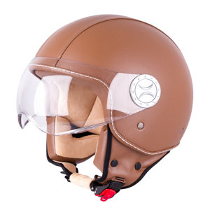 Helma na skúter W-TEC FS-701B Leather Brown hnedá - M (57-58)