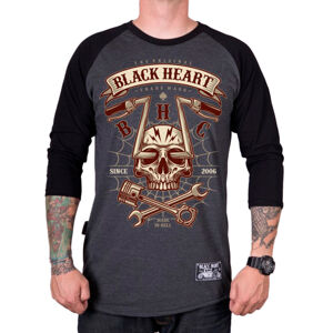 Tričko BLACK HEART Chopper Skull RG šedá - XL