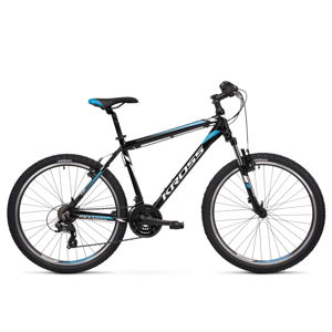 Horský bicykel Kross Hexagon 1.0 26" - model 2021 čierna/biela/modrá - S (17'') - Záruka 10 rokov
