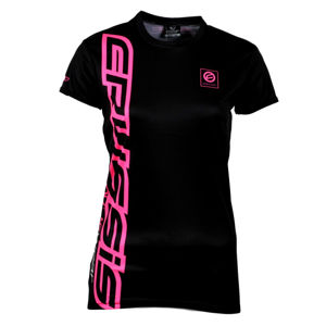 Dámske tričko s krátkym rukávom CRUSSIS čierna-fluo ružová čierno-ružová - XL