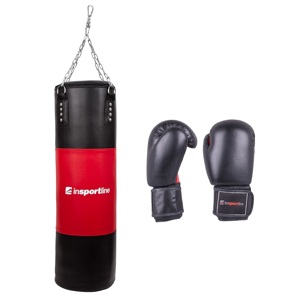Plniace boxovacie vrece inSPORTline 50-100kg s boxerskými rukavicami čierno-červená - 14oz