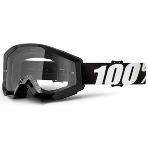 Motokrosové okuliare 100% Strata Outlaw čierna, číre plexi s čapmi pre trhačky