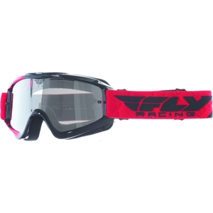Detské motokrosové okuliare Fly Racing RS Zone Youth 2018 čierne/červené, číre plexi s čapmi pre trhačky