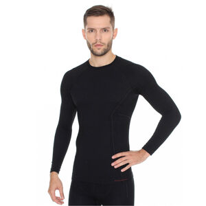 Pánske tričko Brubeck Active Wool s dlhým rukávom Black - XL