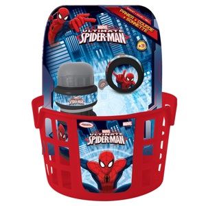 Cyklistická súprava Spiderman (košík, zvonček, fľaša)