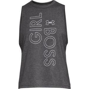 Dámske tielko Under Armour Graphic Girl Boss Muscle Tank Charcoal Medium Heather/White - L