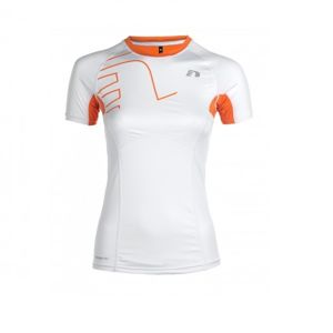 Dámske kompresné bežecké tričko NEWLINE Vent Stretch Tee bielo-oranžová - S