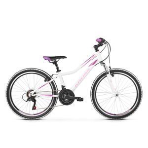 Juniorský dievčenský bicykel Kross LEA JR 1.0 24" - model 2020 biela/ružová/fialová - 12" - Záruka 10 rokov