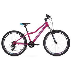 Juniorský dievčenský bicykel Kross LEA JR 1.0 24" - model 2021 ružová/modrá/fialová - 12" - Záruka 10 rokov