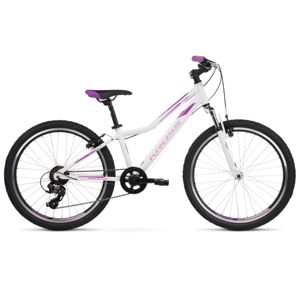 Juniorský dievčenský bicykel Kross LEA JR 1.0 24" - model 2021 biela/ružová/fialová - 12"