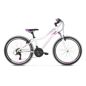 Juniorský dievčenský bicykel Kross LEA JR 1.0 7SP 24" - model 2021 biela/ružová/fialová - 12" - Záruka 10 rokov