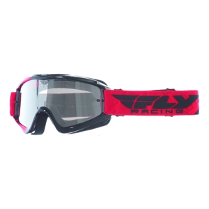 Motokrosové okuliare Fly Racing RS Zone 2018 čierne/červené, číre plexi s čapmi pre trhačky