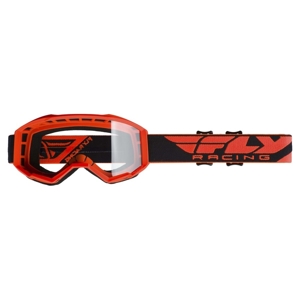 Motokrosové okuliare Fly Racing Focus 2019 oranžové, číre plexi bez pinov