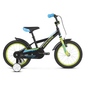 Detský bicykel Kross Racer 3.0 16" - model 2019 Black / Lime / Blue Glossy - Záruka 10 rokov