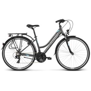 Dámsky trekingový bicykel Kross Trans 1.0 28" - model 2020 grafitová/modrá/bílá - L (19") - Záruka 10 rokov