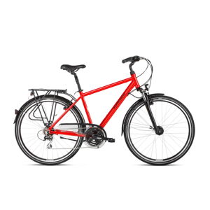 Pánsky trekingový bicykel Kross Trans 3.0 28" - model 2021 čierna/červená/strieborná - L (21'') - Záruka 10 rokov